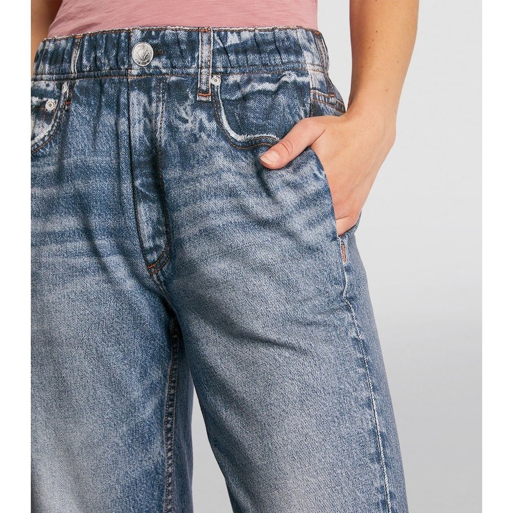 NEW Rag & Bone Miramar Lynn Printed Denim Jogger Pant Cotton Terry Pull-On SMALL - Picture 6 of 16